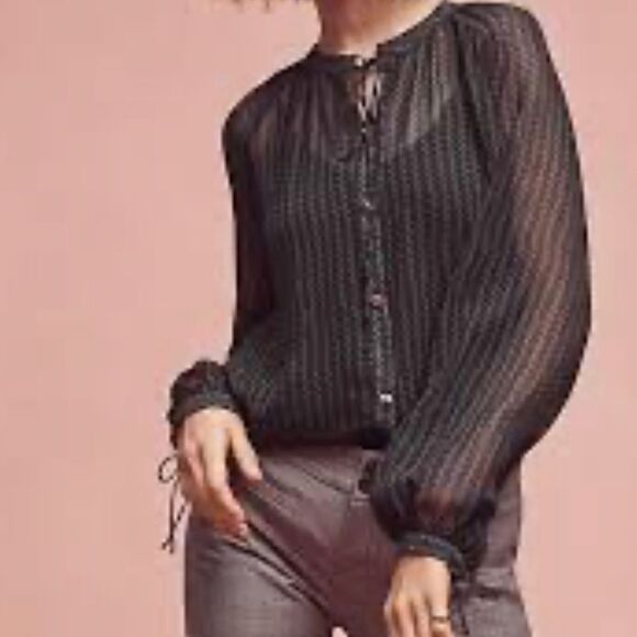 NWT Anthropologie Sheer peasant top size xsmall - Picture 2 of 3